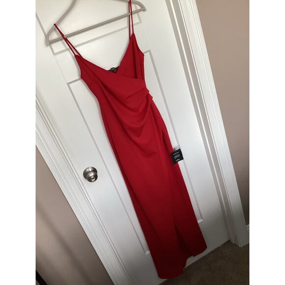 NWT Lulus Women's Sweetest Admirer Ruched‎ Surplice Maxi Dress Red Size Small - Picture 4 of 13